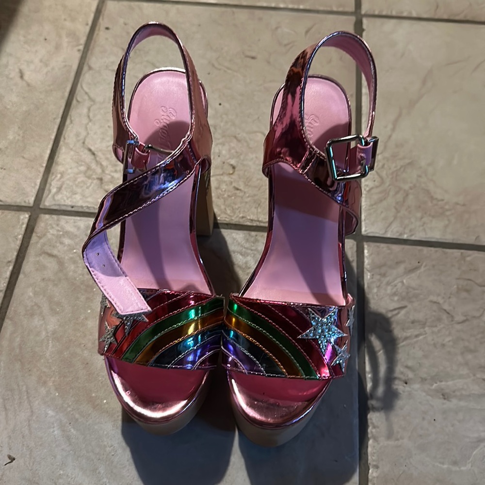 Dolls Kill Electric Rainbow Platform Sandals - image 1